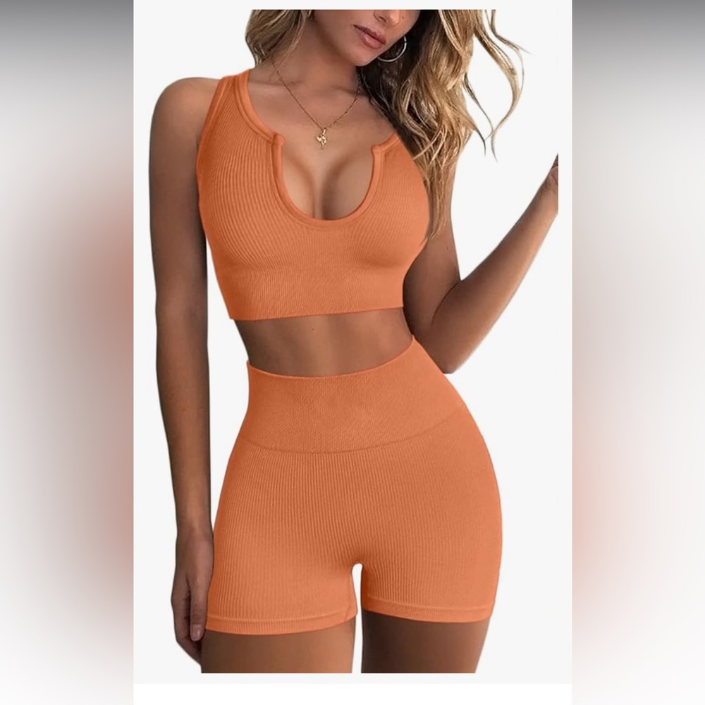 Ribbed seamless sportswear set #activewear
